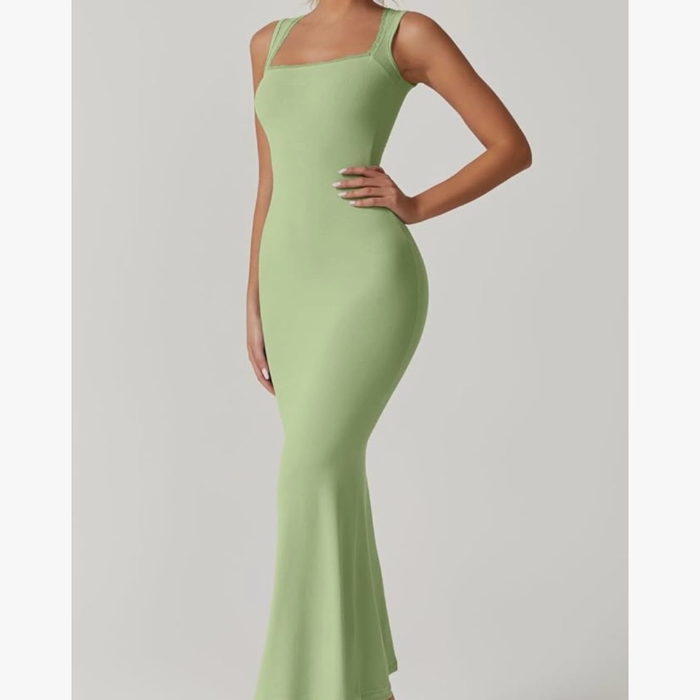 Chic Sleeveless Green Maxi Dress